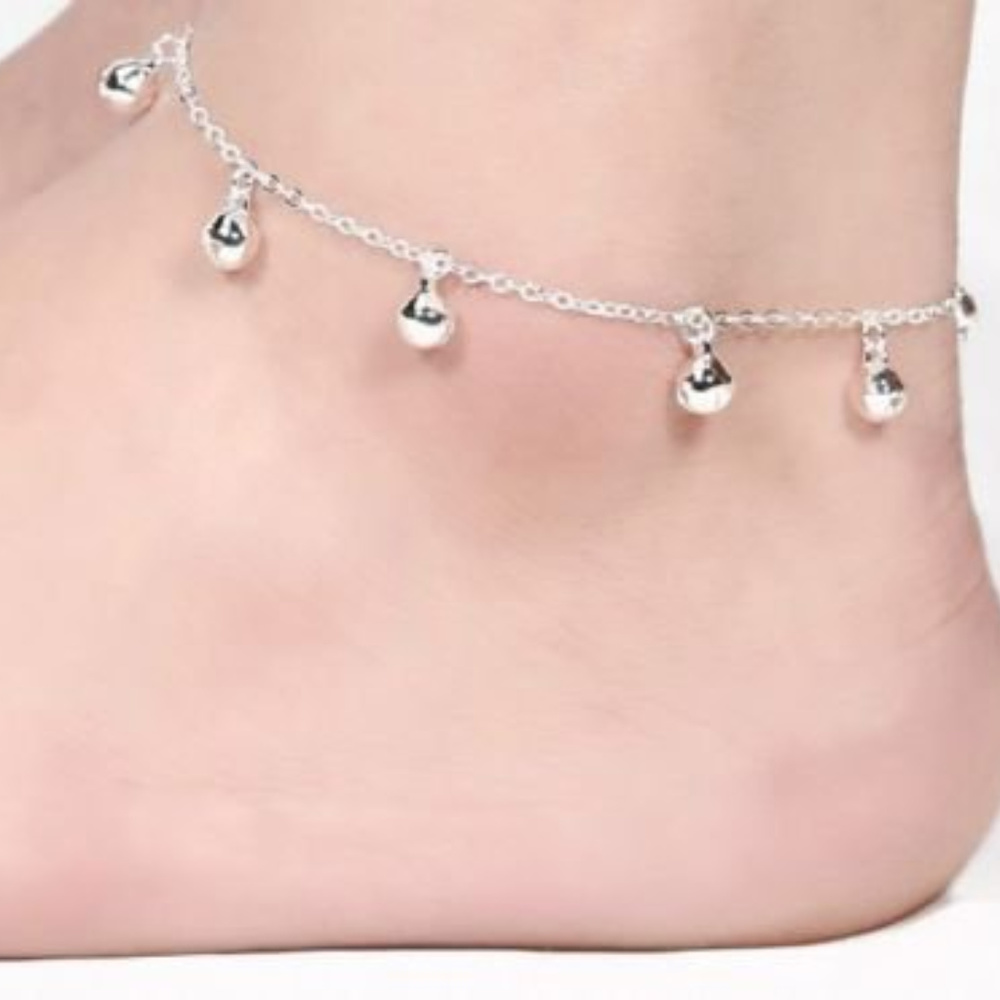 Anklet ~ Tiny Noiseless Circles ~ Silver Antique